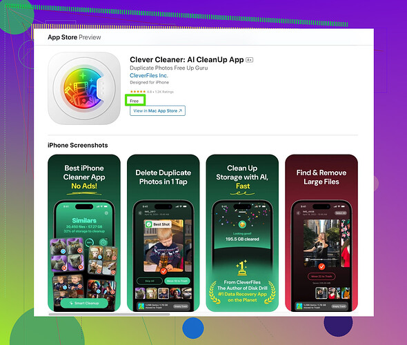 Clever Cleaner App interface