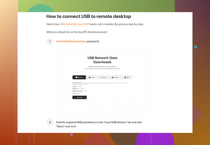 USB Redirector issue?
