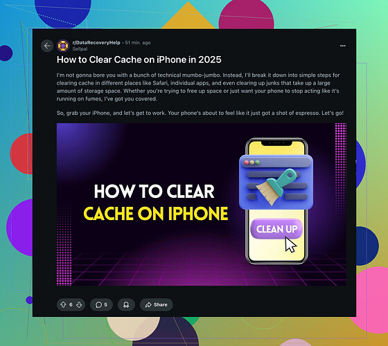 How can I clear app cache on my iPhone?