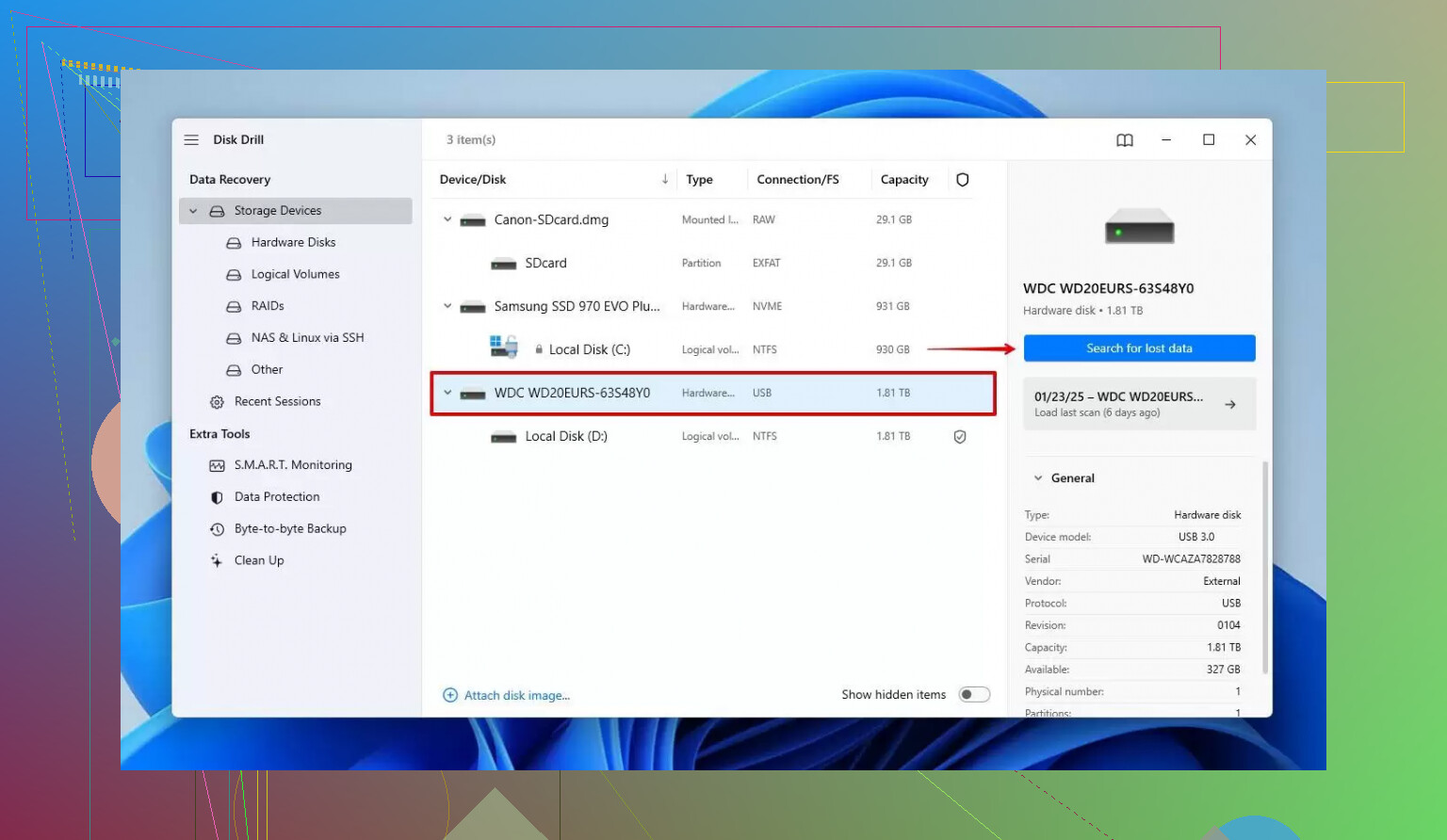 Can you help me recover data from a corrupted external hard drive?