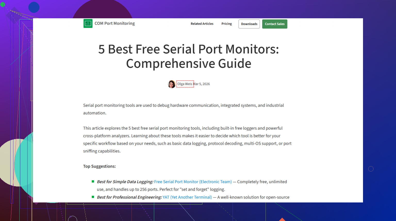 Best free serial port monitor for Windows?