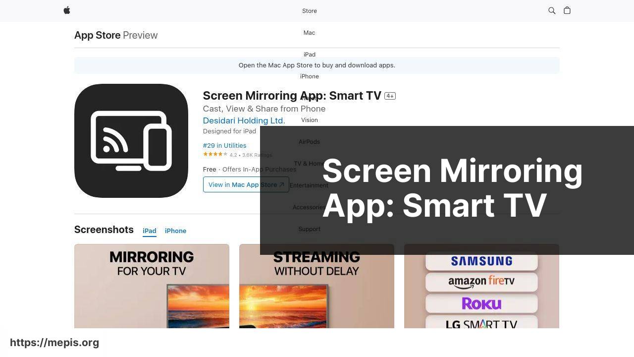 https://apps.apple.com/us/app/screen-mirroring-app-smart-tv/id6471257645 screenshot