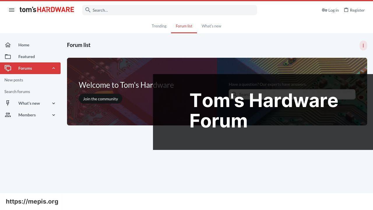 https://forums.tomshardware.com screenshot