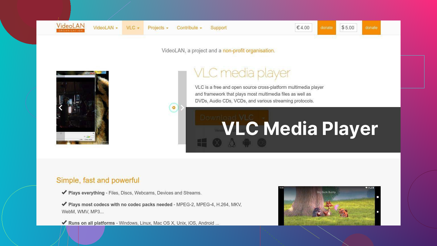 https://www.videolan.org/vlc/ screenshot